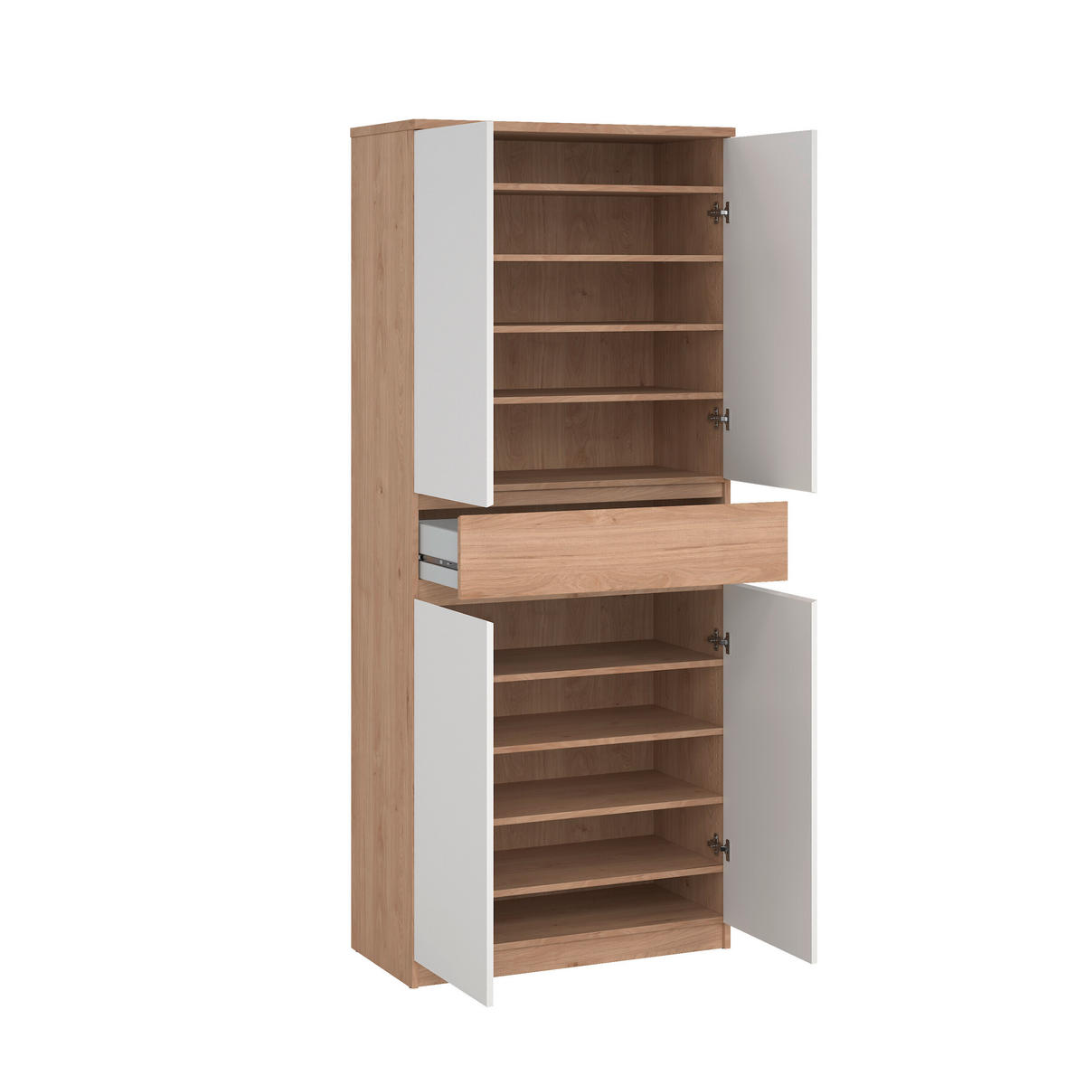 SCHUHSCHRANK Weiß, Eichefarben  - Eichefarben/Weiß, Design, Holzwerkstoff (80,4/191,7/40cm) - Livetastic