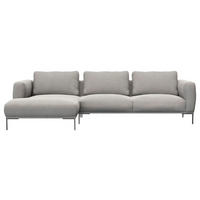 ECKSOFA Grau Webstoff, Flachgewebe  - Schwarz/Grau, Design, Textil/Metall (148/303cm) - Livetastic
