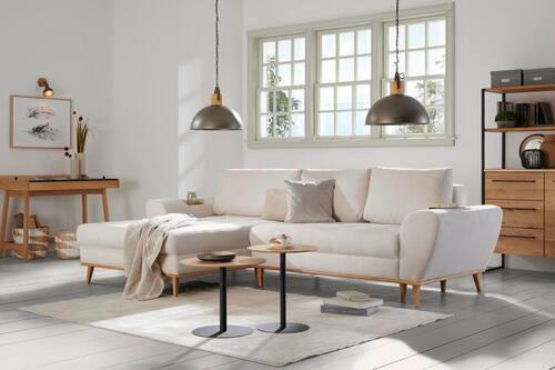 ECKSOFA in Webstoff Grau  - Eichefarben/Grau, Design, Holz/Textil (175/282cm) - Carryhome