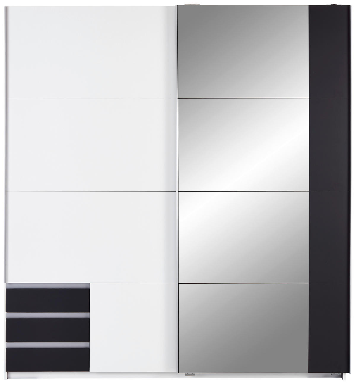 SCHWEBETÜRENSCHRANK 180/198/64 cm 2-türig Graphitfarben, Weiß  - Graphitfarben/Alufarben, MODERN, Holzwerkstoff/Kunststoff (180/198/64cm) - MID.YOU