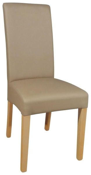 STUHL Lederlook Taupe  - Taupe/Naturfarben, LIFESTYLE, Holz/Textil (42/95/57cm) - Carryhome