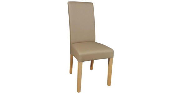 STUHL Lederlook Taupe - Taupe/Naturfarben, LIFESTYLE, Holz/Textil (42/95/57cm) - Carryhome