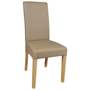 STUHL Lederlook Taupe - Taupe/Naturfarben, LIFESTYLE, Holz/Textil (42/95/57cm) - Carryhome