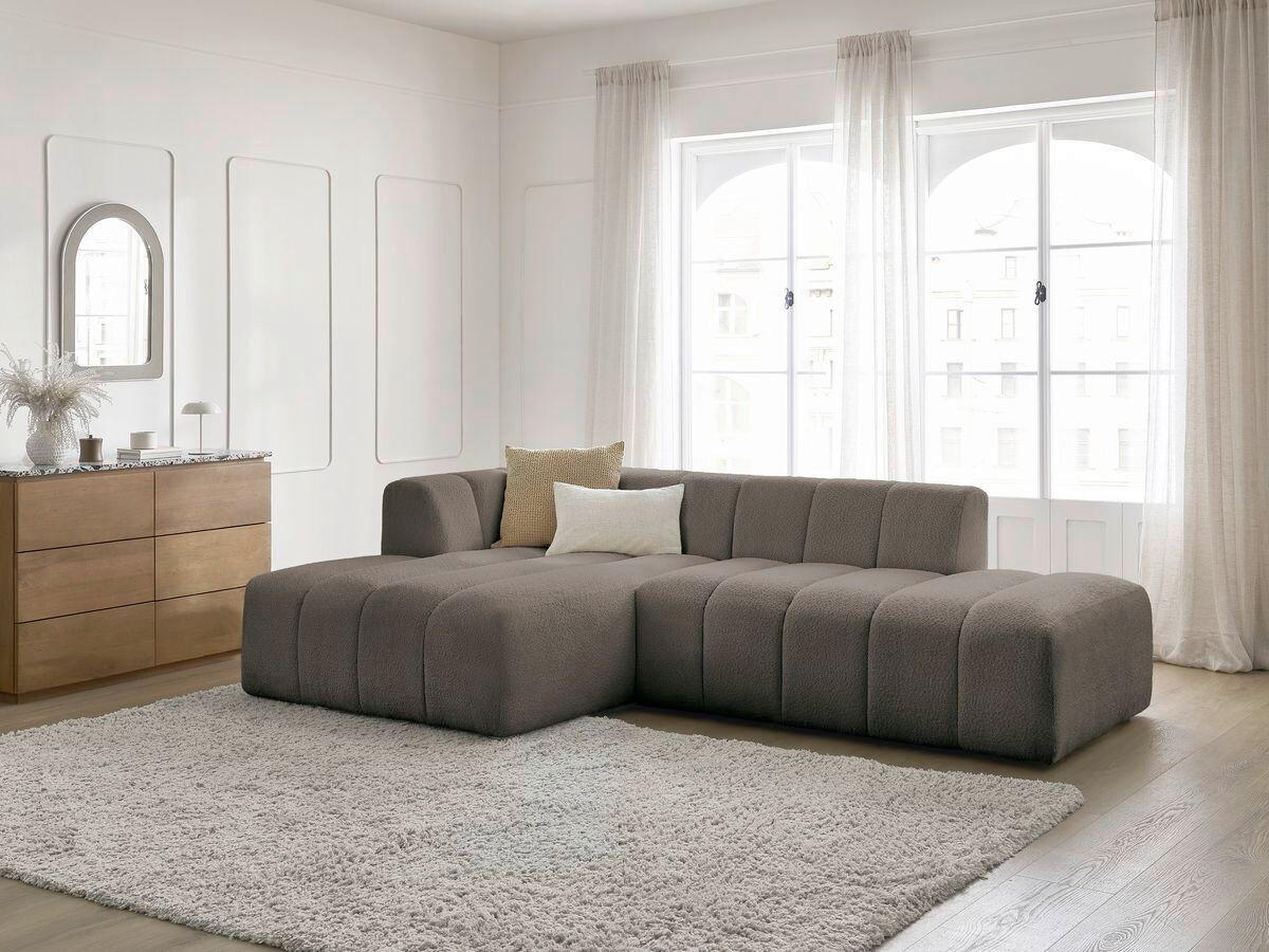 ECKSOFA  ANNECY Taupe Bouclé  - Taupe/Schwarz, MODERN, Kunststoff/Textil (170/262cm)