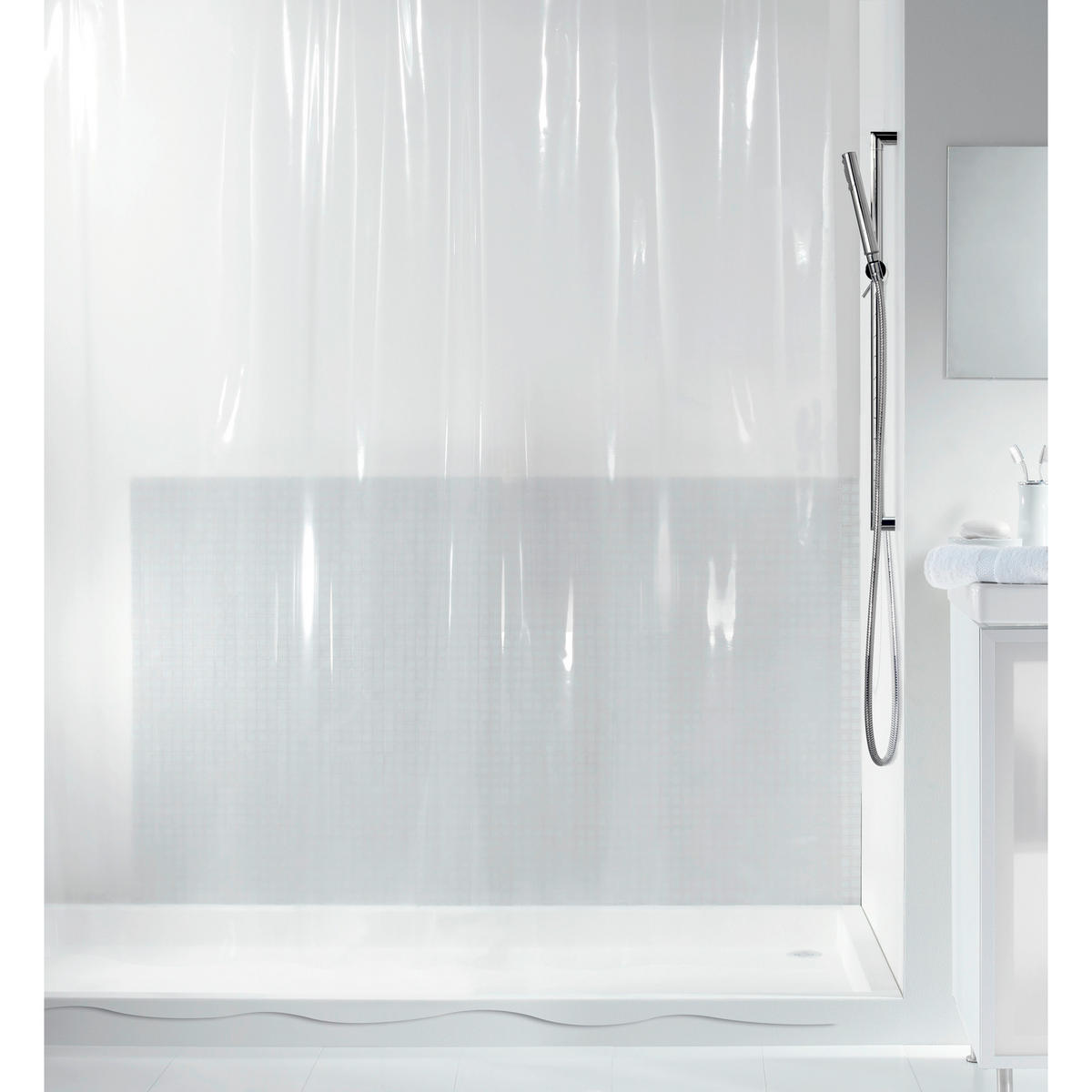 DUSCHVORHANG TRANSPARENT 180/200 cm  - Transparent, Basics, Textil (180/200cm) - Spirella