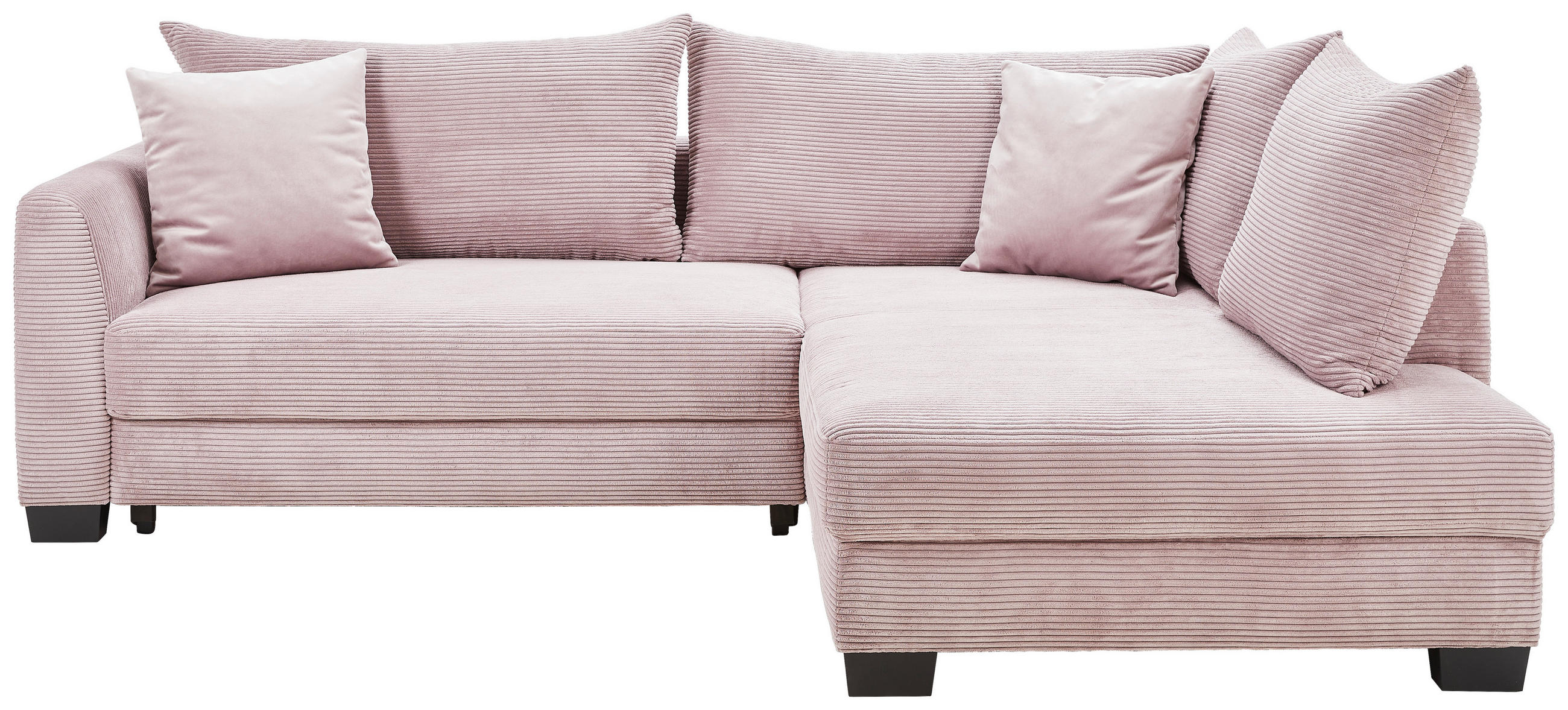 ECKSOFA in Cord Rosa  - Schwarz/Rosa, KONVENTIONELL, Holz/Textil (267/181cm) - Carryhome