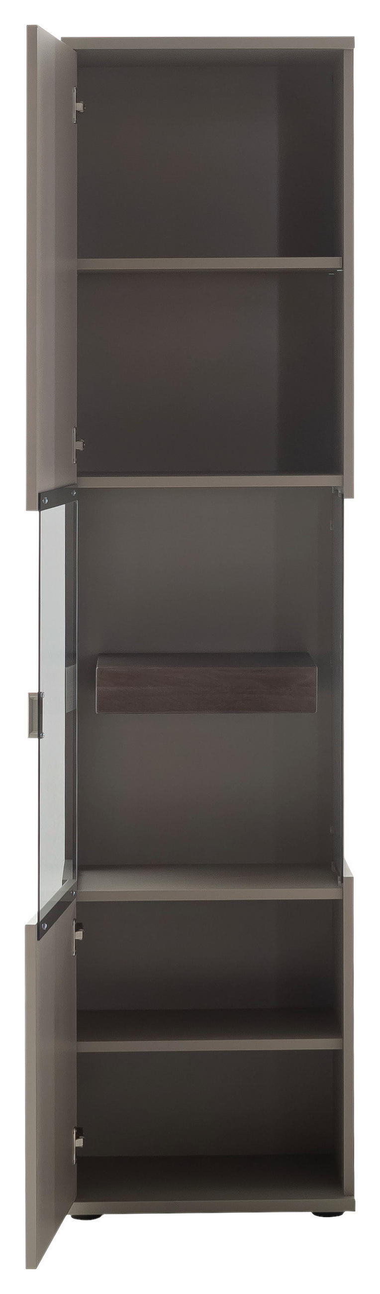 VITRINE  in furniert Grau, Eichefarben - Eichefarben/Grau, Design, Glas/Holzwerkstoff (50/201/37cm) - Novel