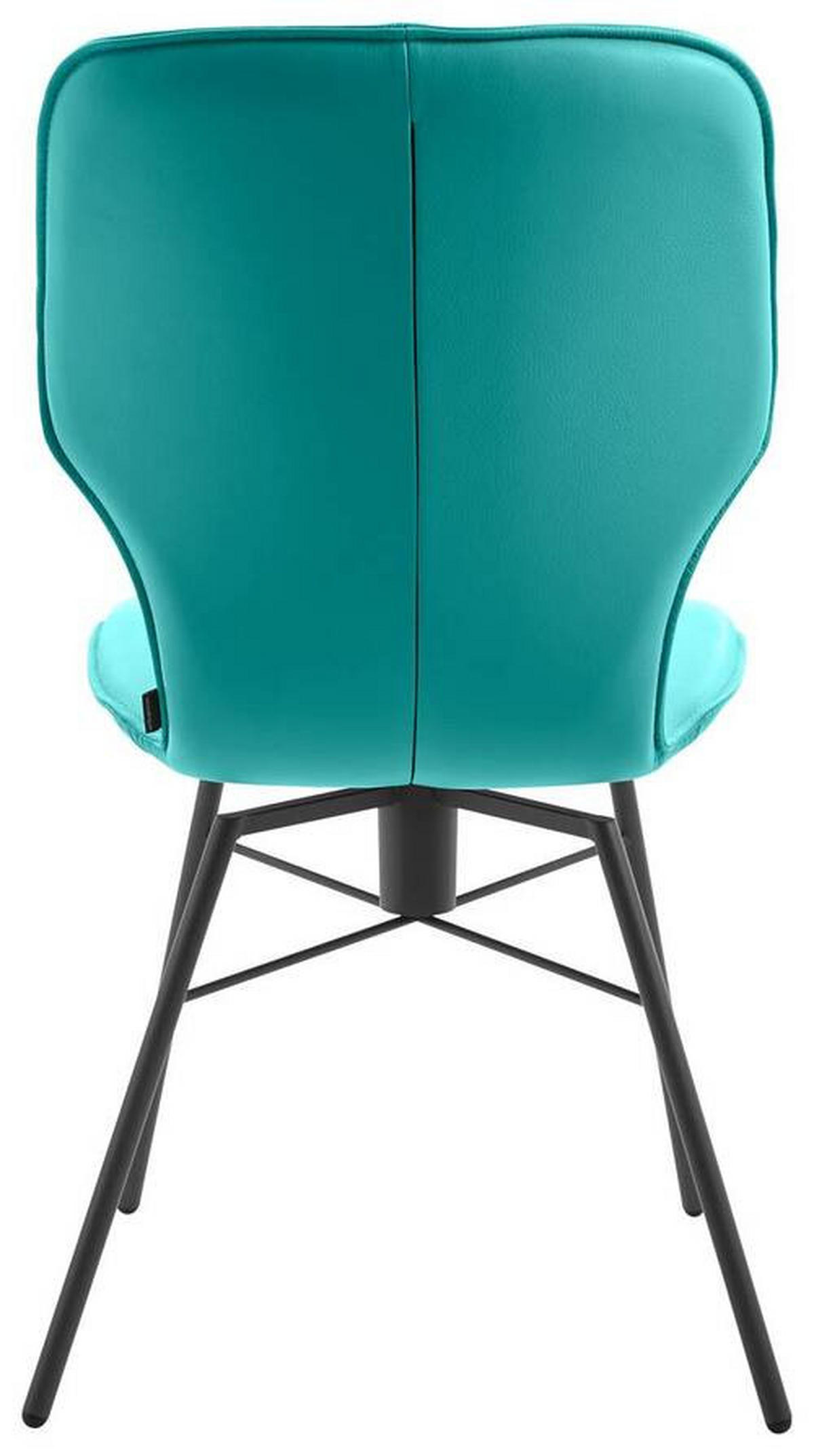 STUHL Echtleder Türkis  - Türkis/Dunkelgrau, Design, Leder/Metall (49/95/63cm) - Musterring