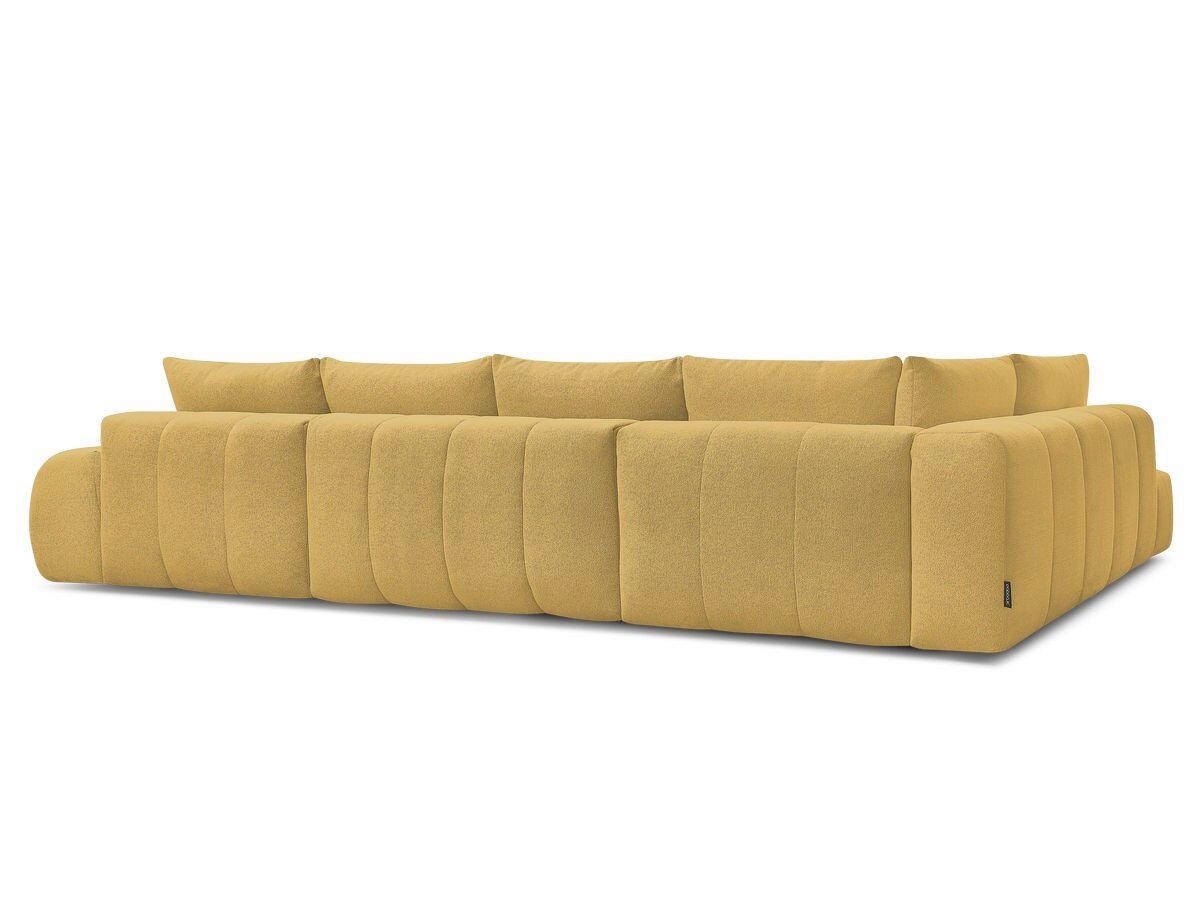ECKSCHLAFSOFA EVEREST  mit Rücken echt, Armteil links, Armteil rechts Flachgewebe Gelb  - Gelb/Schwarz, MODERN, Kunststoff/Textil (212/423/198cm)