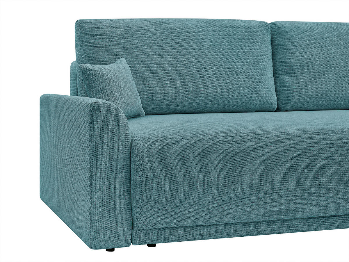 SCHLAFSOFA KIMMY Struktur Petrol  inkl. Zierkissen, Rückenkissen, Bettkasten  - Petrol/Schwarz, Design, Kunststoff/Textil (234/90/103cm) - P & B