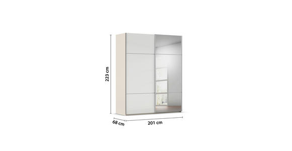 SCHWEBETÜRENSCHRANK 201/223/68 cm 2-türig Weiß, Champagner - Champagner/Alufarben, KONVENTIONELL, Glas/Holzwerkstoff (201/223/68cm) - Novel