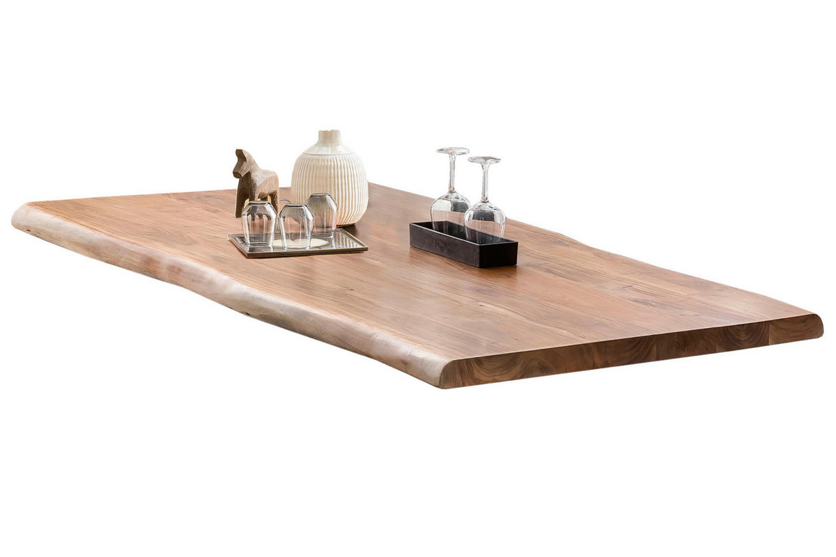 ESSTISCH 200/100/78 cm Echtholz  Holz, Metall rechteckig Braun, Naturfarben  - Braun/Naturfarben, MODERN, Holz/Metall (200/100/78cm) - MID.YOU