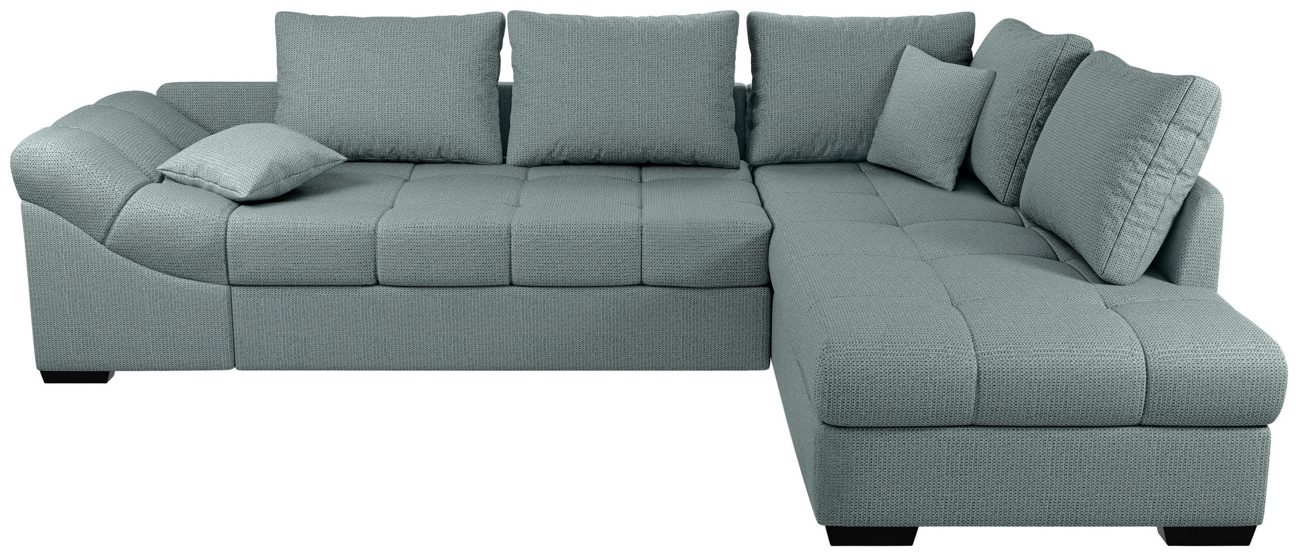 ECKSCHLAFSOFA Mintgrün Chenille  - Schwarz/Mintgrün, MODERN, Holz/Textil (298/202cm) - MID.YOU