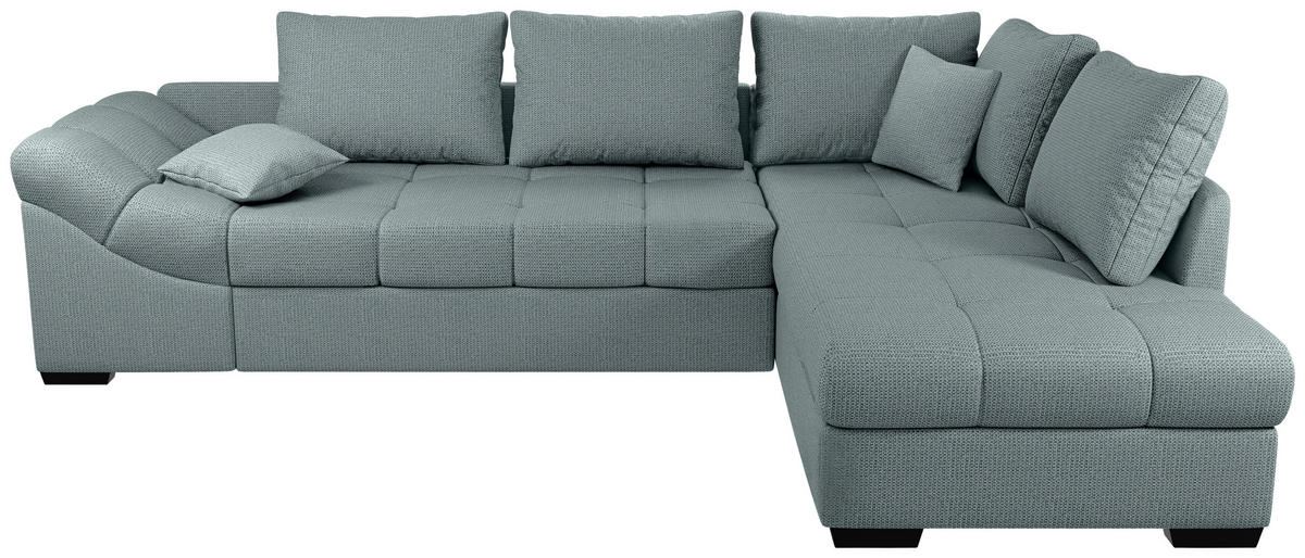 ECKSCHLAFSOFA in Chenille Mintgrün  - Schwarz/Mintgrün, MODERN, Holz/Textil (298/202cm) - MID.YOU
