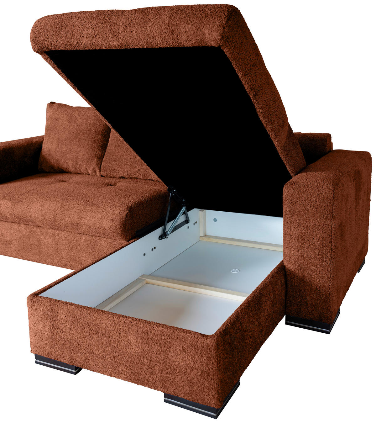 ECKSOFA Terracotta Webstoff  - Terracotta/Braun, KONVENTIONELL, Holz/Textil (170/235cm) - Carryhome