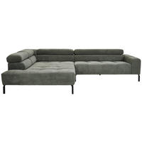 ECKSOFA in Feincord Olivgrün  219/311 cm  - Schwarz/Olivgrün, KONVENTIONELL, Textil/Metall (219/311cm) - Hom`in