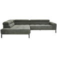 ECKSOFA in Feincord Olivgrün  219/311 cm  - Schwarz/Olivgrün, KONVENTIONELL, Textil/Metall (219/311cm) - Hom`in