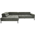 ECKSOFA in Feincord Olivgrün  219/311 cm  - Schwarz/Olivgrün, KONVENTIONELL, Textil/Metall (219/311cm) - Hom`in
