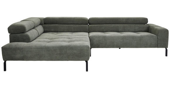 ECKSOFA in Feincord Olivgrün  219/311 cm  - Schwarz/Olivgrün, KONVENTIONELL, Textil/Metall (219/311cm) - Hom`in
