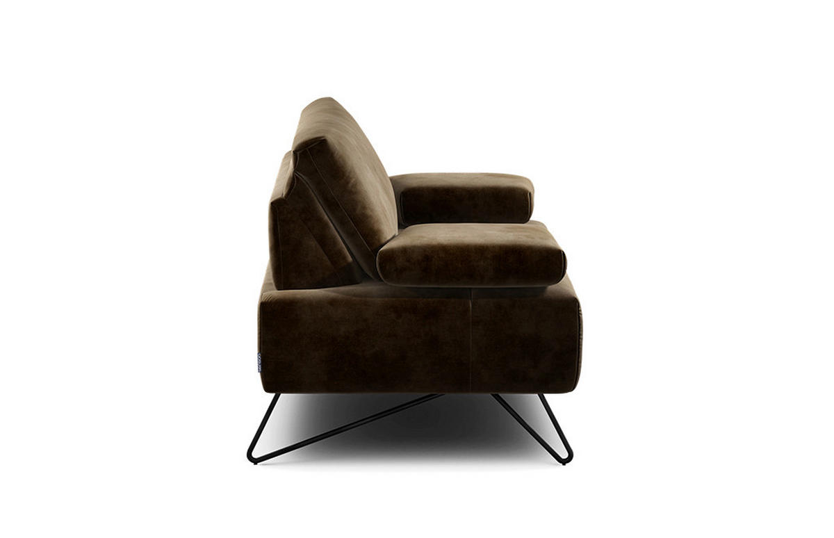 SESSEL Samt Braun    - Schwarz/Braun, Design, Textil/Metall (114-142/85/86-94cm) - SENSOO