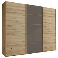 SCHWEBETÜRENSCHRANK  in Dunkelbraun, Eiche Bianco  - Eiche Bianco/Dunkelbraun, Natur, Glas/Holz (250/217/67cm) - Linea Natura