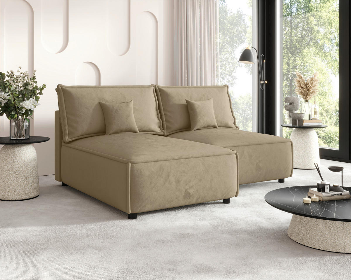 ECKSOFA Beige Webstoff Zierkissen, Rückenkissen, Rücken echt  - Beige/Schwarz, MODERN, Kunststoff/Textil (153/200cm) - Xora