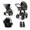 KINDERWAGENSET  Resea+ Set  Moss  - Schwarz/Olivgrün, Basics, Textil (98,5/58/122cm) - Moon
