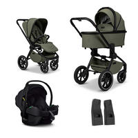 KINDERWAGENSET  Resea+ Set  Moss  - Schwarz/Olivgrün, Basics, Textil (98,5/58/122cm) - Moon