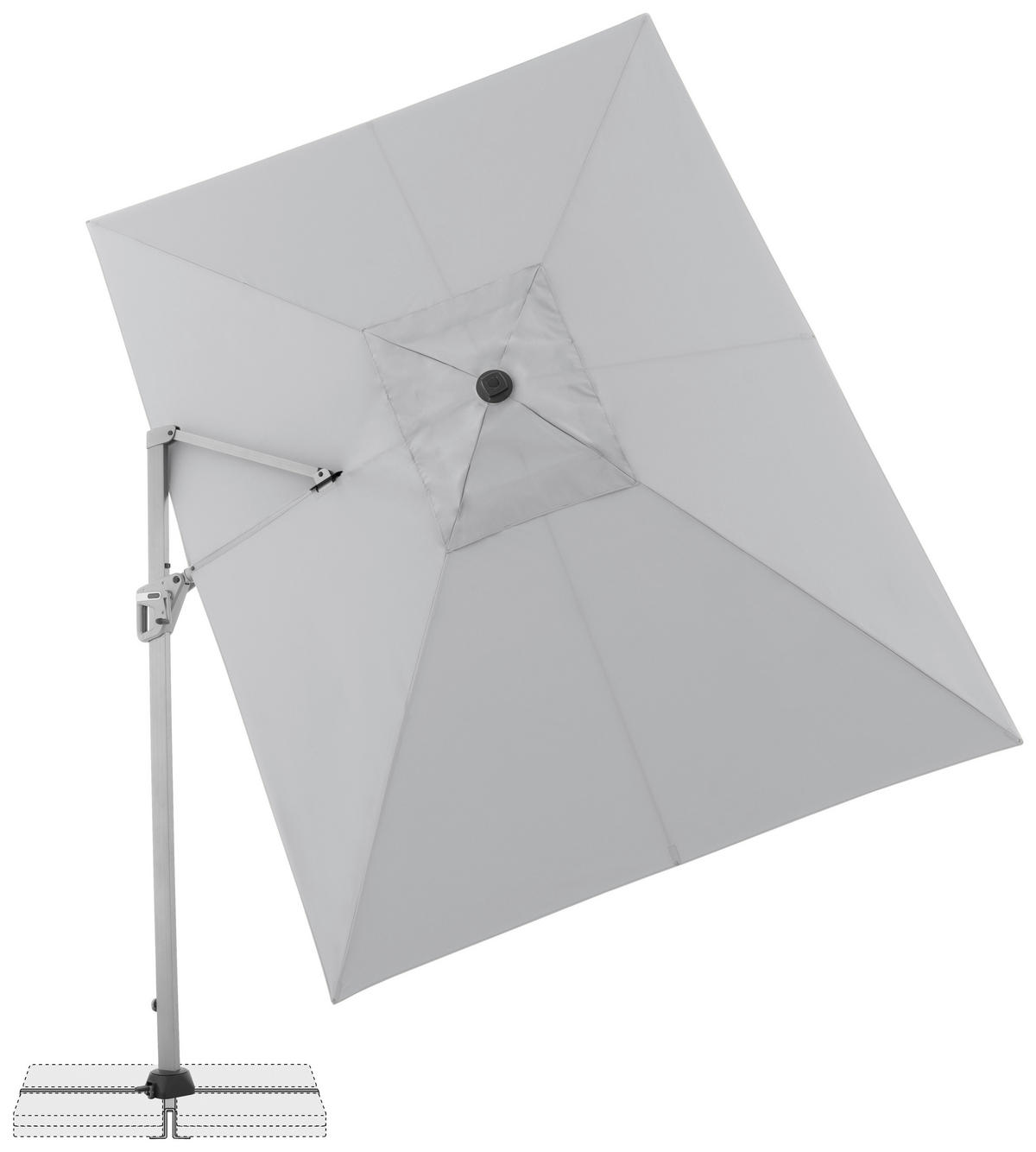 AMPELSCHIRM 350x260 cm Hellgrau  - Silberfarben/Hellgrau, Basics, Textil/Metall (350/260cm) - Doppler