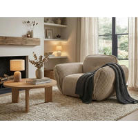 SESSEL in Cord Beige  - Beige/Schwarz, MODERN, Kunststoff/Textil (123/87/120cm) - Trendmanufaktur