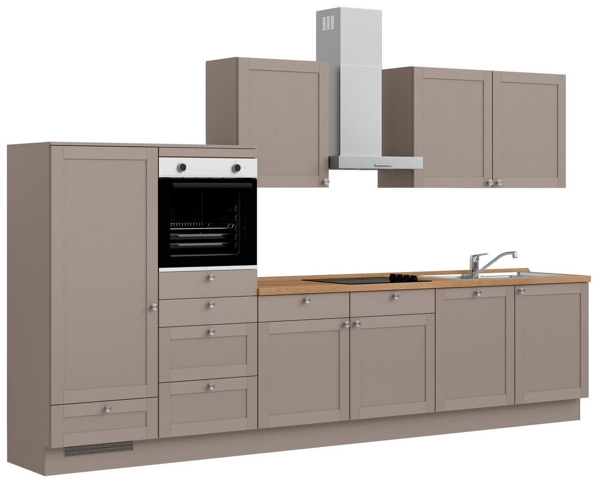 KÜCHENLEERBLOCK Frame 360 cm  in Eichefarben, Beigebraun  - Edelstahlfarben/Eichefarben, MODERN, Holzwerkstoff/Metall (360cm) - Nobilia