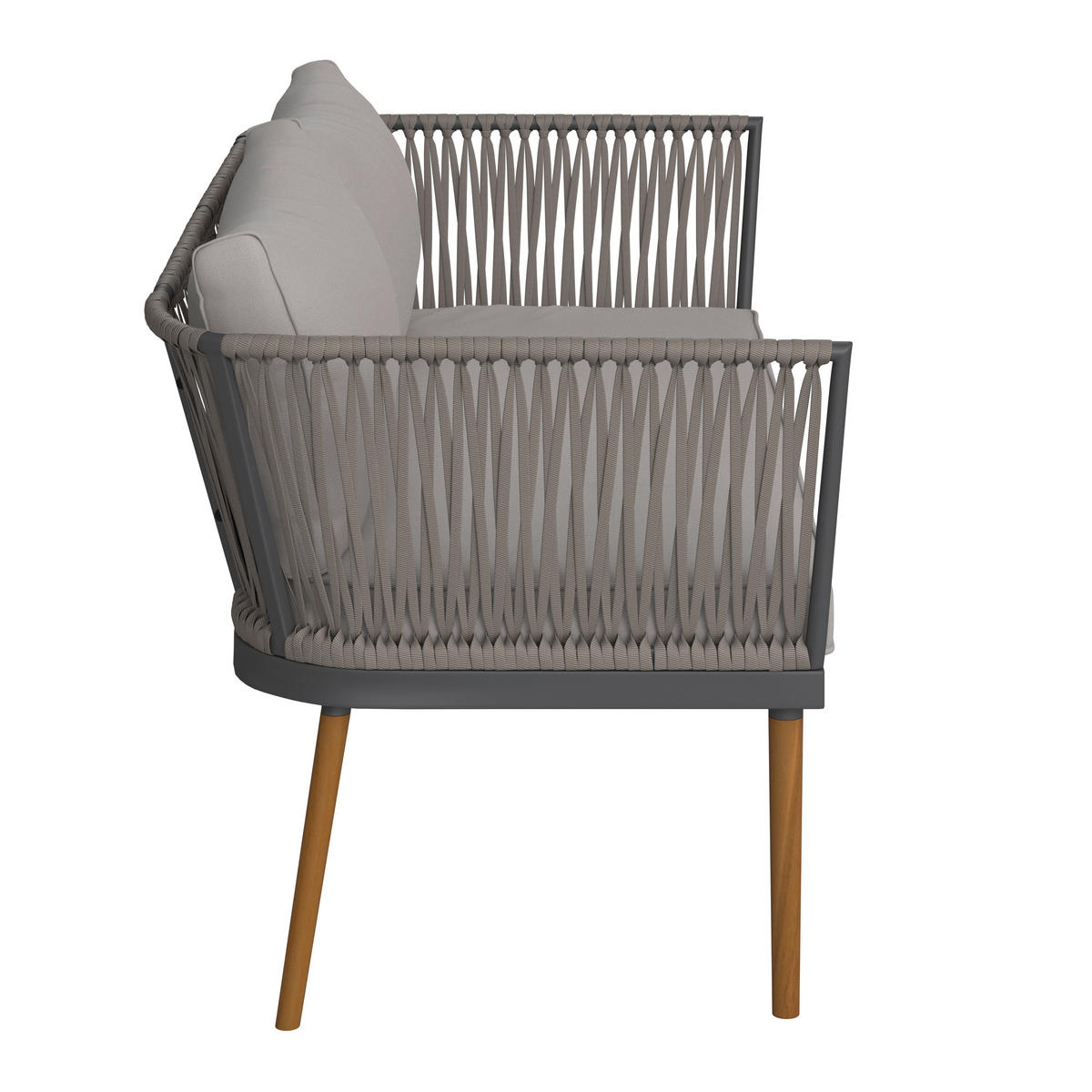 GARTENSET Webstoff Akazie massiv Eisen  - Schwarz/Akaziefarben, MODERN, Holz/Textil (110/161,7/40/75,8/70/77cm) - Ambia Garden