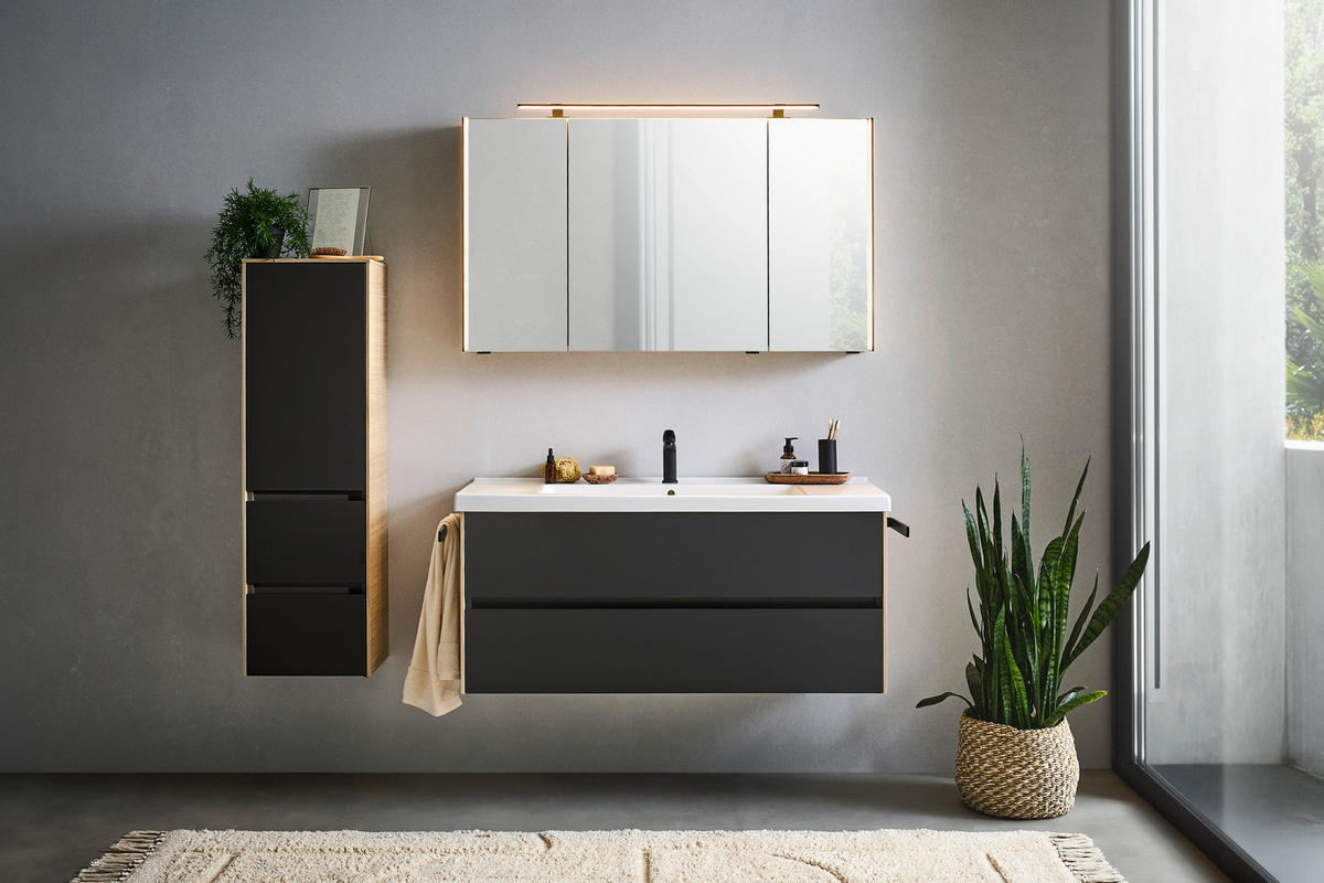 WASCHTISCHKOMBI 121 cm  - Eichefarben/Lavagrau, Design, Keramik/Holzwerkstoff (121cm) - Dieter Knoll
