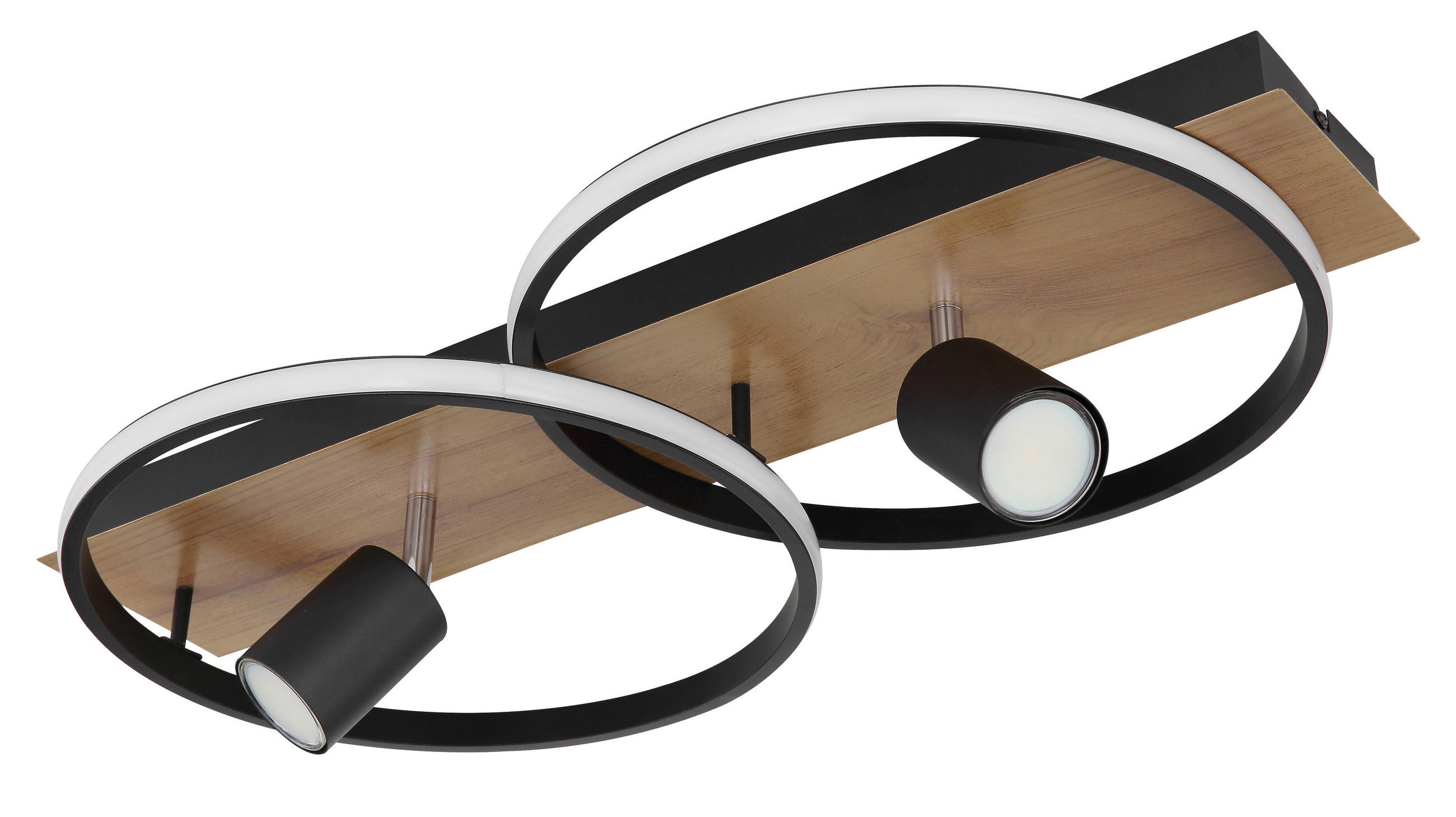 LED-DECKENLEUCHTE 36 W    62/32/16,5 cm  - Dunkelbraun/Opal, Design, Holz/Kunststoff (62/32/16,5cm) - Globo