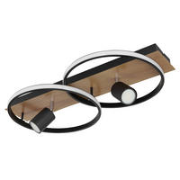 LED-DECKENLEUCHTE 62/32/16,5 cm   - Dunkelbraun/Opal, Design, Holz/Kunststoff (62/32/16,5cm) - Globo