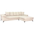 ECKSOFA Naturfarben Cord Rückenkissen, Armlehnenkissen, Rücken echt  - Schwarz/Naturfarben, KONVENTIONELL, Textil/Metall (332/231cm) - Carryhome