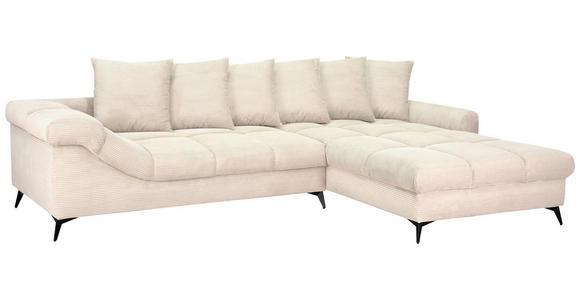 ECKSOFA Naturfarben Cord Rückenkissen, Armlehnenkissen, Rücken echt  - Schwarz/Naturfarben, KONVENTIONELL, Textil/Metall (332/231cm) - Carryhome