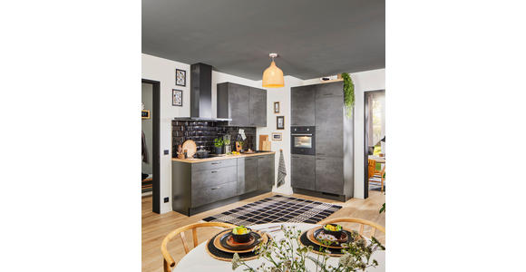 ECKKÜCHE 220/120 cm in Graphitfarben - Schwarz/Graphitfarben, Design, Holzwerkstoff/Metall (220/120cm) - Xora