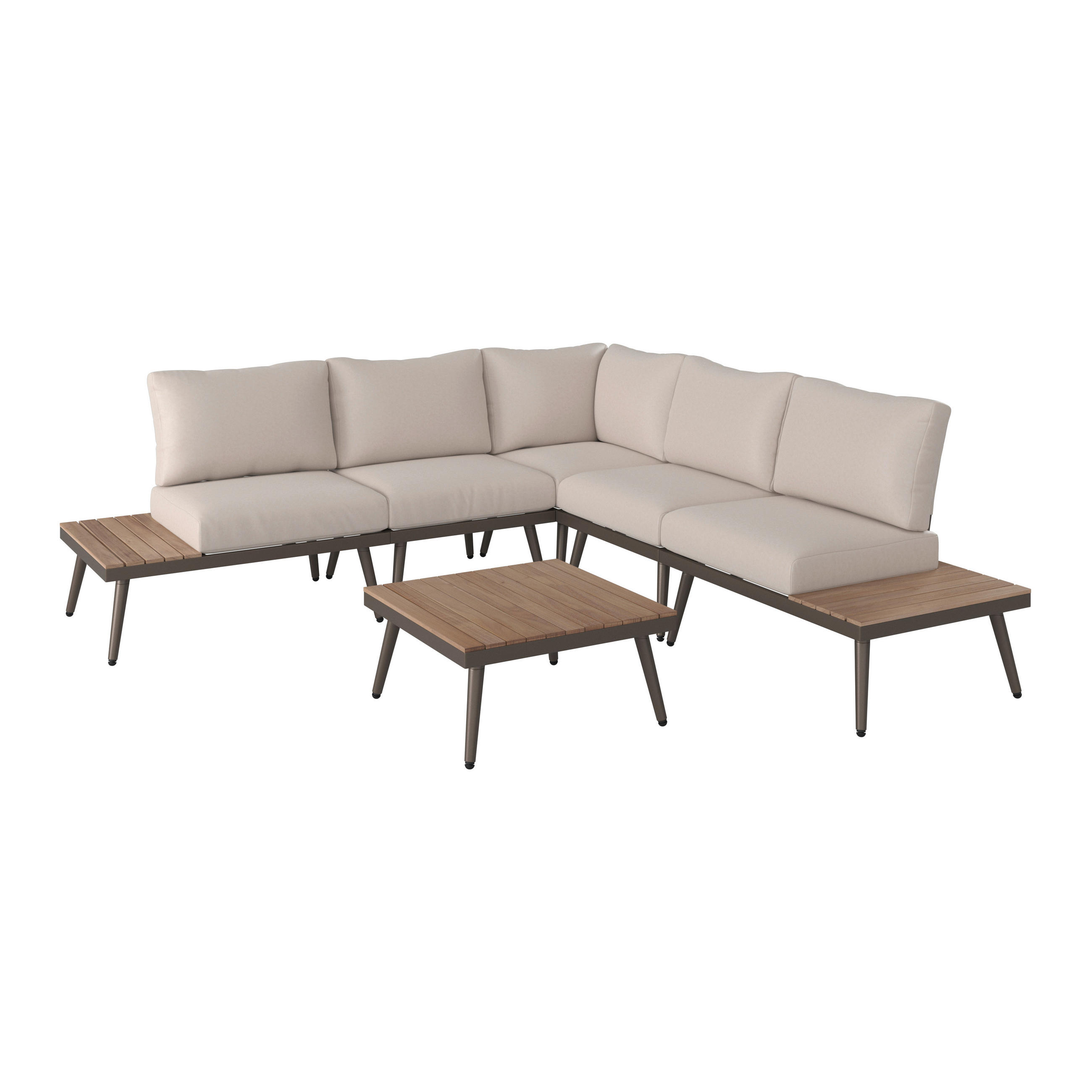 LOUNGE GARNITÚRA  230/230 cm   - bézs/akácia színű, Natur, fa/fém (230/230cm) - Amatio