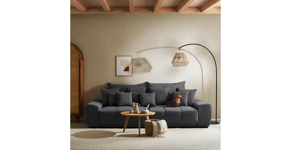 BIGSOFA in Samt Grau - Schwarz/Grau, KONVENTIONELL, Holz/Textil (280/67/120cm) - Carryhome