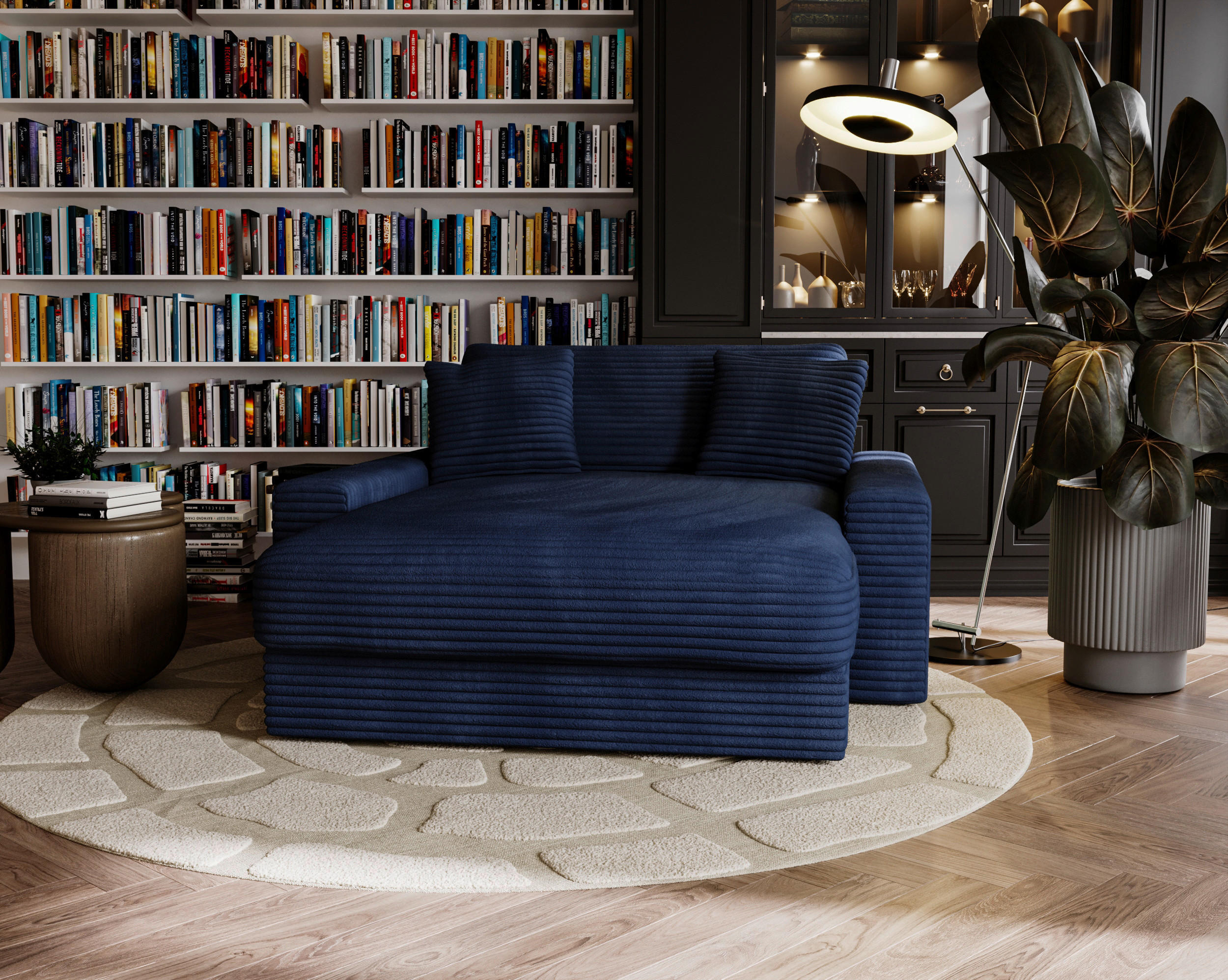 XXL-SESSEL Cord Dunkelblau - Schwarz/Dunkelblau, MODERN, Kunststoff/Textil (160/87/190cm) - Carryhome