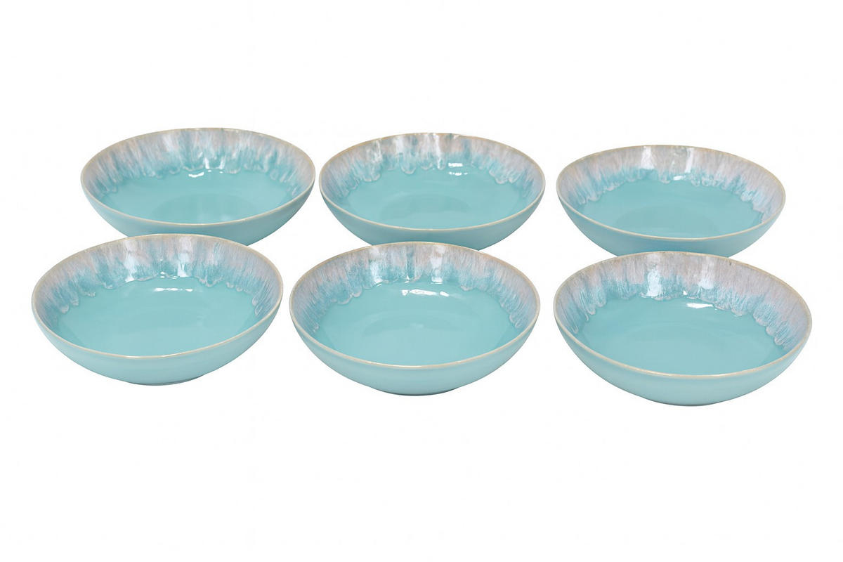 SUPPENTELLERSET Türkis 6-teilig Feinsteinzeug TAORMINA  - Türkis, Basics, Keramik (21.5cm) - Costa Nova