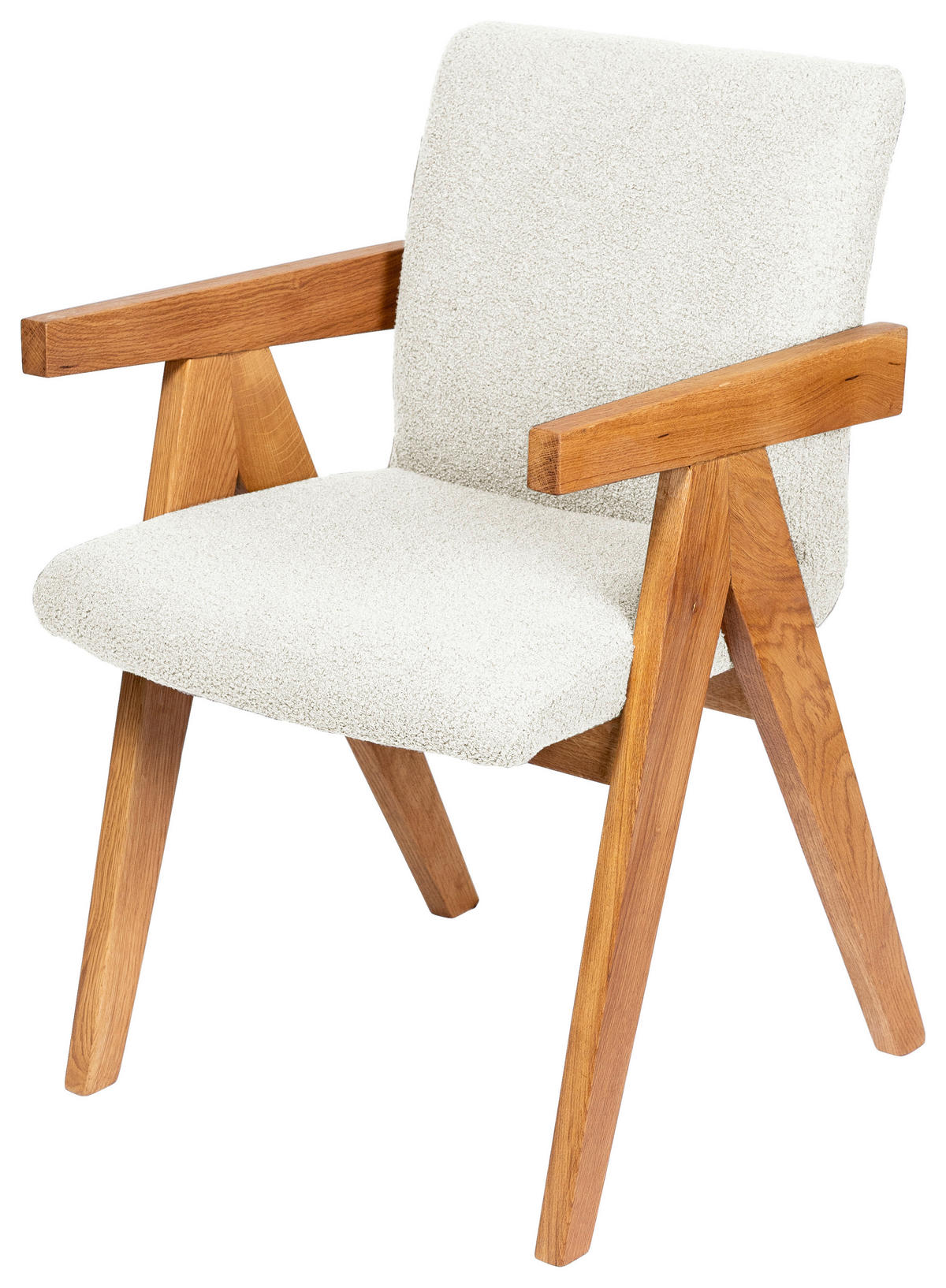 ARMLEHNSTUHL  in Bouclé  - Eichefarben/Beige, KONVENTIONELL, Holz/Textil (53,5/83/62cm) - Linea Natura