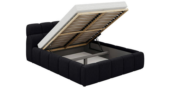 POLSTERBETT inkl. Bettkasten Lattenrost, Bettkasten Schwarz 140/200 cm - Schwarz, Design, Holz/Kunststoff (140/200cm) - Esposa