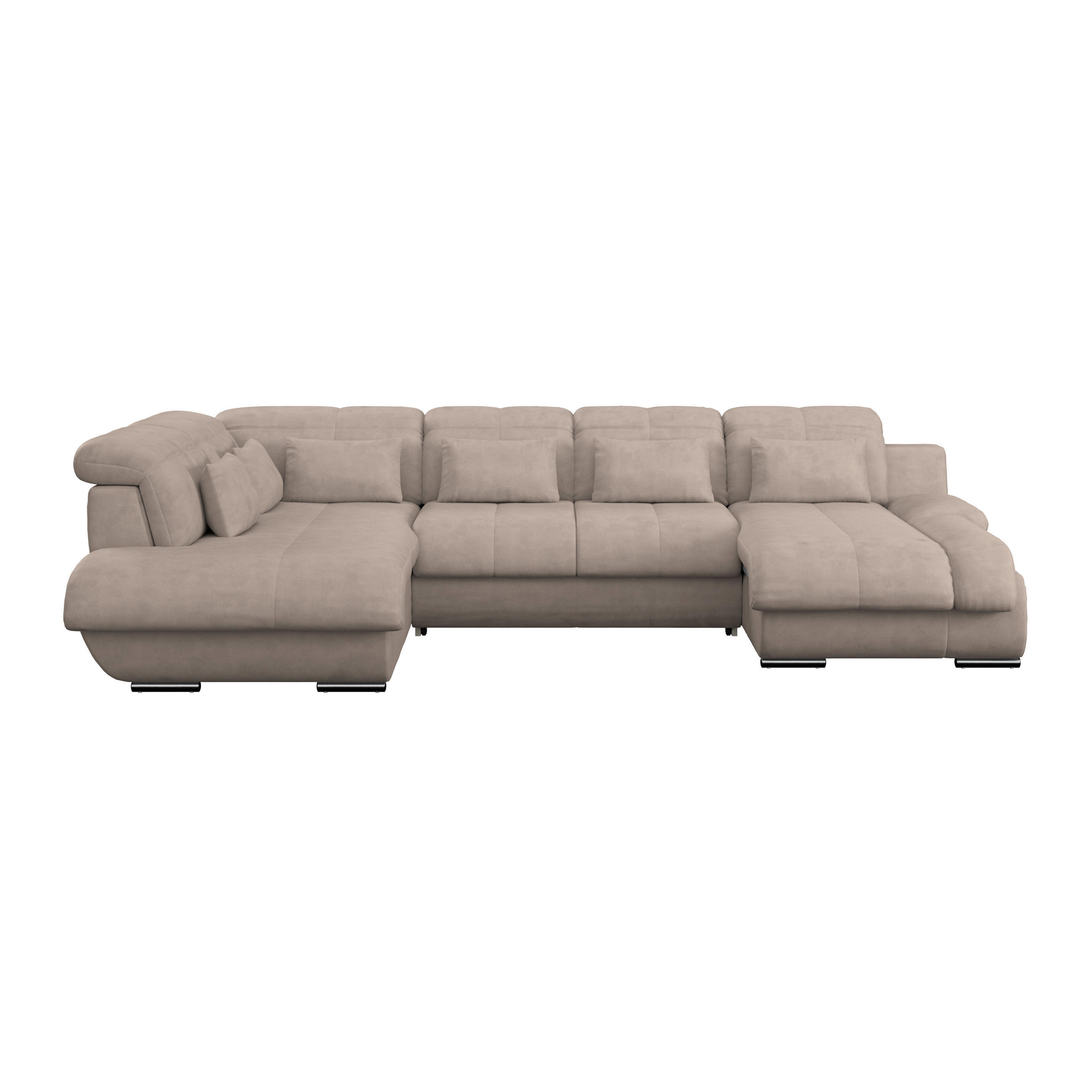 WOHNLANDSCHAFT in Mikrofaser Beige  - Chromfarben/Beige, Modern, Textil/Metall (228/345/184cm) - MID.YOU