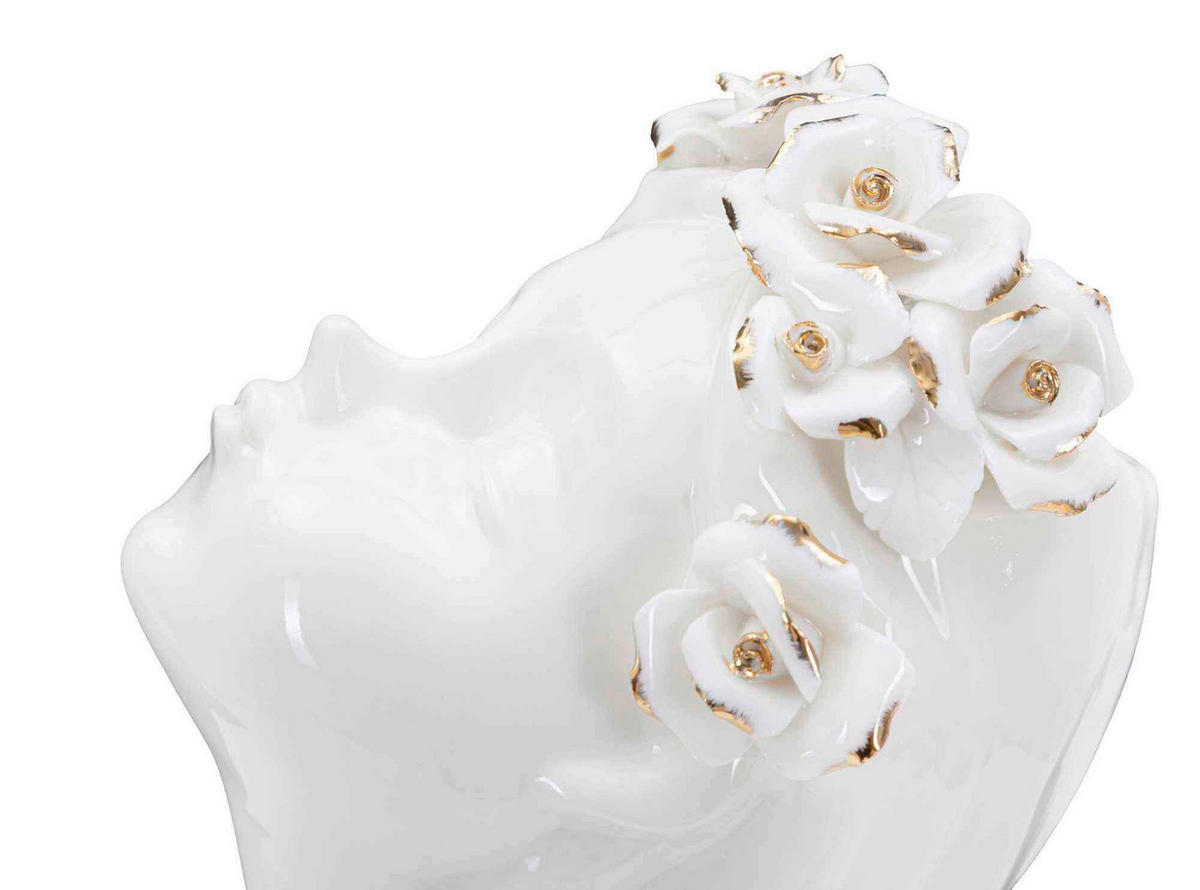 Vase Young Lady Roses  - Goldfarben/Weiß, Basics, Keramik (10/26/14cm)