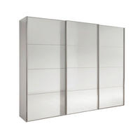 SCHWEBETÜRENSCHRANK 225/236/67 cm,  in Weiß, 3 Tür(en)  - Chromfarben/Weiß, MODERN, Glas/Holzwerkstoff (225/236/67cm) - Chameo