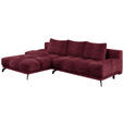 ECKSOFA in Chenille Dunkelrot  - Schwarz/Dunkelrot, MODERN, Textil/Metall (182/290cm) - Hom`in