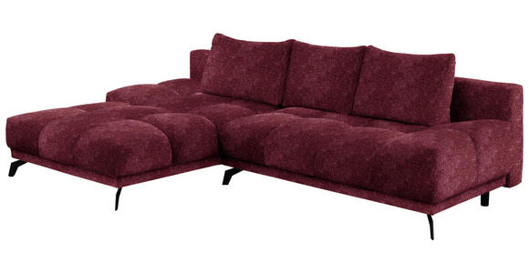 ECKSOFA in Chenille Dunkelrot  - Schwarz/Dunkelrot, MODERN, Textil/Metall (182/290cm) - Hom`in