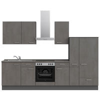 KÜCHENBLOCK 300 cm   in Schieferfarben  - Schieferfarben/Edelstahlfarben, MODERN, Holzwerkstoff/Metall (300cm) - Nobilia